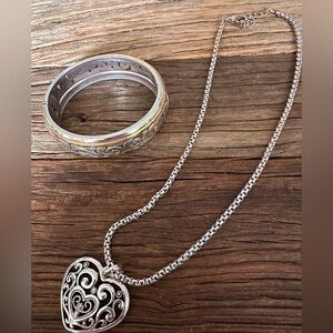 Brighton Filagree Silver With Gold Accent Bracelet And Unknown Brand Necklace